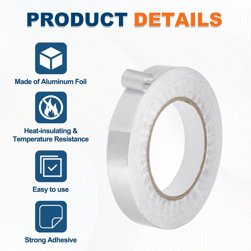 Aluminum Foil Tape (0.8" x 164Feet, 3.15mil) - Heavy Duty Waterproof Silver Metal Duct Tape High Temperature HVAC Heat Patch with Tool, for Ducting/HVAC/Metal Insulation and Repair 0.8" x 164Feet, 3.15mil 1