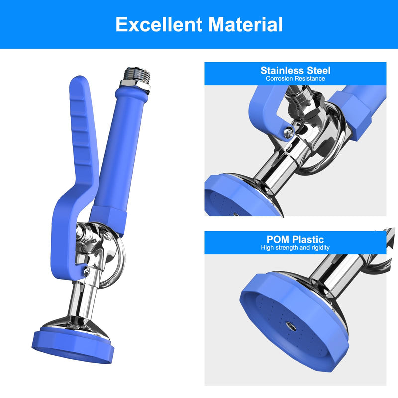 Pre Rinse Sprayer Commercial Sink Sprayer Head,1.42GPM Spray Valve Dish Nozzle with Ergonomic Handle, Commercial Faucet Parts for Kitchen Faucet,Chrome Finished（Blue） Blue Round Sprayer