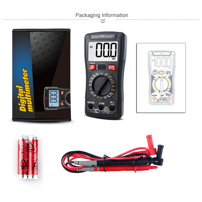 [Australia - AusPower] - Digital Multimeter Handheld Tester 2000 Counts with NCV Function Suitable for Home Industrial and Automotive Use Diode hFE Tester Smart Multimeter Electronic Service Tool KM-DM09 Series (KM-DM09A) KM-DM09A 