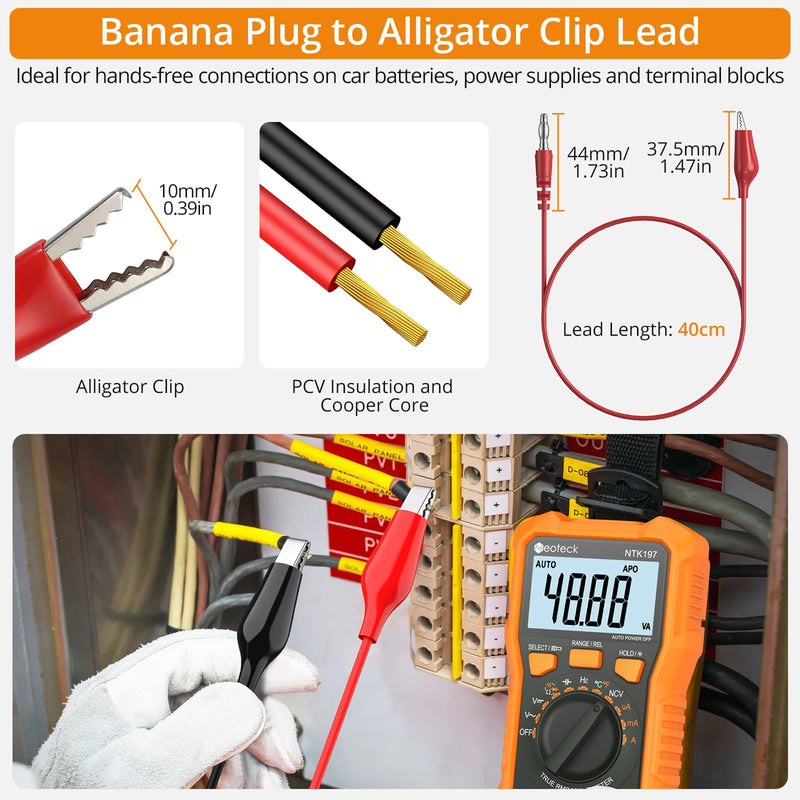 Neoteck 44-Piece Test Leads Test Cable Set 4 mm Banana Plug Crocodile Clips Multi-Angle Test Probe