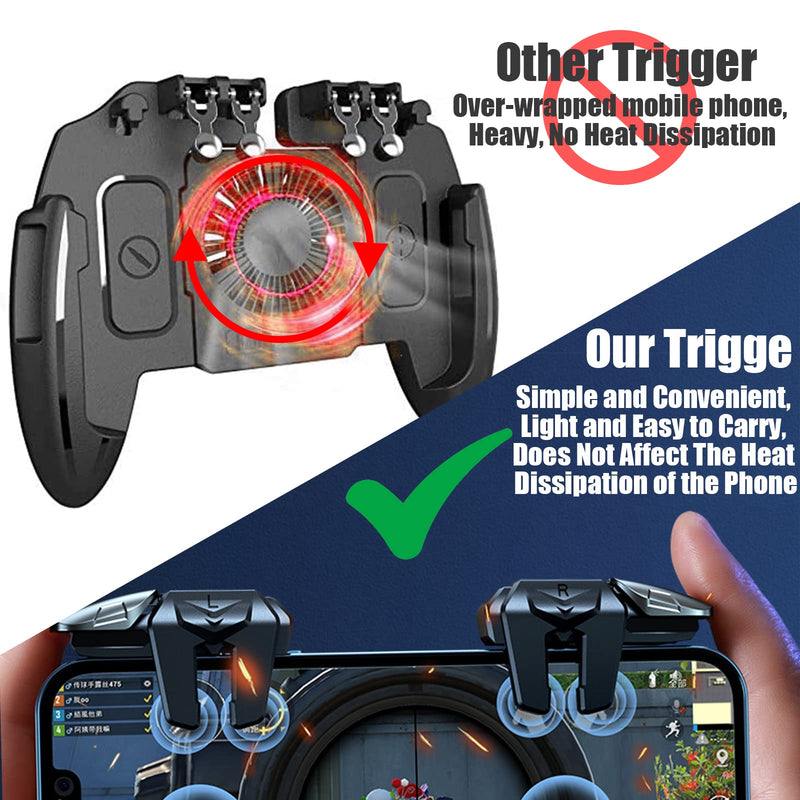 [Australia - AusPower] - 6 Trigger PUBG Mobile Controller,Mobile Game Controller for PUBG with 6 Trigger for Call of Duty/Fortnite/Knives Out/Rules of Survival,Mobile Triggers for 6 Fingers Compatible with iPhone Android iPad 6 Trigger Controller 