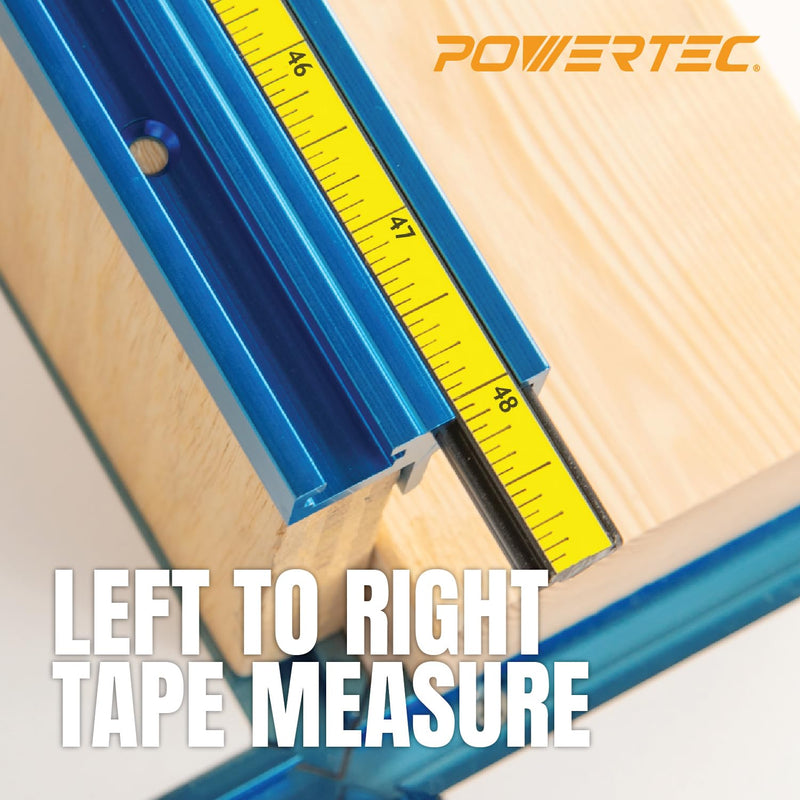 [Australia - AusPower] - POWERTEC 4' Measuring Tape with Adhesive Backing & Insert w/Scale Kit, Table Saw & Miter Saw Accessories, Left to Right Imperial Tape Measure for T Track, Woodworking Tools & Jigs (71331) 