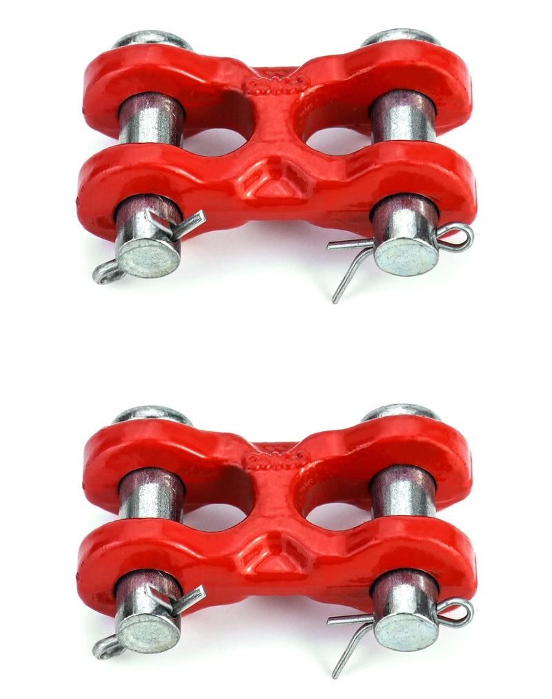 [Australia - AusPower] - QWORK 3/8 Inches Twin Clevis Safety Chain Repair Links, 2 Pack Trailer Tie Down Links, Industrial Grade Heavy Duty Material - 6,600 LBS. Capacity 6600lbs 