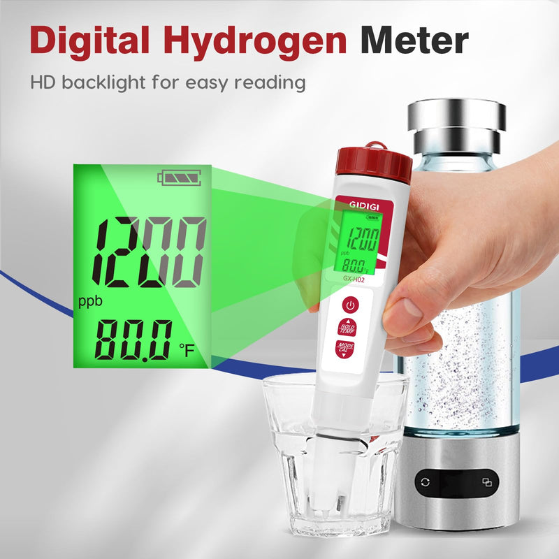 [Australia - AusPower] - Hydrogen Water Tester with ORP Buffer 222mV/pH7.00 Calibration Solution and 30mL ORP Electrode Storage Solution, ORP pH Meter for Drinking Water, Hydroponics, Swimming Pool, Aquariums, Kombucha 