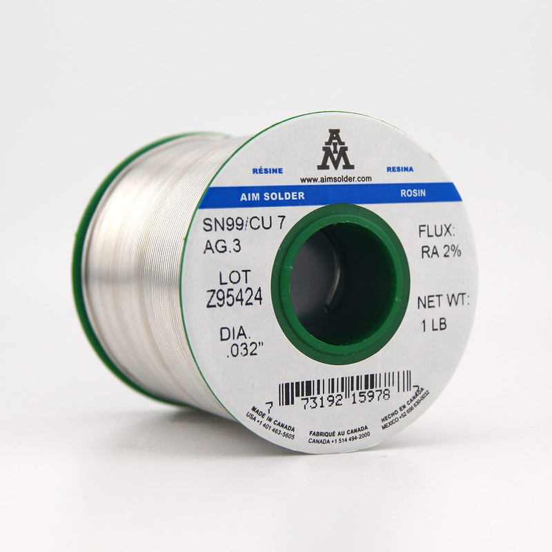 AIM Solder LeadFree Rosin Core Solder Wire Sn99 Ag0.3 Cu0.7 for Electrical Soldering 0.032inch, 1lb (0.8mm / 454g) 0.032 inch (1 lb)