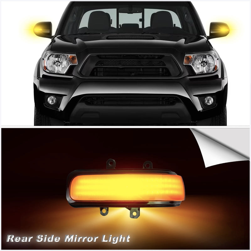 Smoke LED Side Mirror Marker Lights Compatible with 2012-2015 Toyota Tacoma, 2013-2020 Sienna, 2010-2013 4Runner, 2009-2012 RAV4 - Amber Dynamic Turn Signal Indicator Lamp Assembly (SMOKE) SMOKE