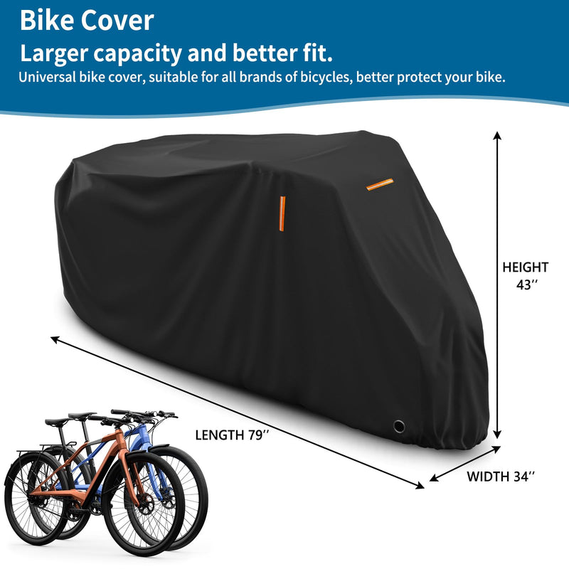 [Australia - AusPower] - AKEfit Bike Cover, Waterproof Outdoor Bicycle Cover Rain UV Snow Proof with Anti-theft Lock Hole Outside Bike Storage Covers for Mountain Road Electric City Bike-XL for 1, 2 Bike XL(2 bikes) 
