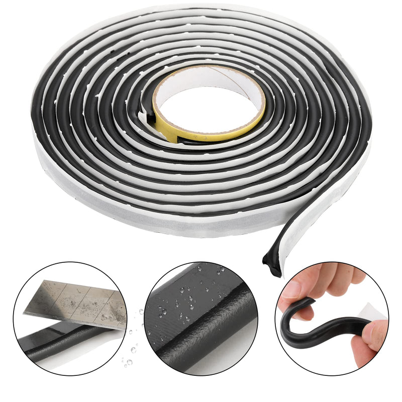 ZOOFOX 2 Pack Butyl Seal Tape, 3/8" x 15 Feet Black Rubber Sealant Tapes, Leak Proof Putty Tape for RV Patching, Window Caulking, Door, Headlight, Windshield, Boat Sealing, Roof Patching