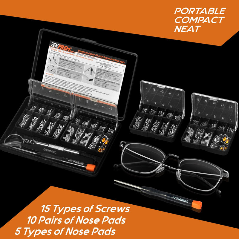 [Australia - AusPower] - TEKPREM Magnetic Eyeglass Repair Tool Kit, Eye Glasses Repairing Screwdriver Set with Eyeglass Screws,Silicone Nose Pads,Tweezer,Small Screwdriver for Eyeglasses,Sunglasses and Nose Pads Replacement 