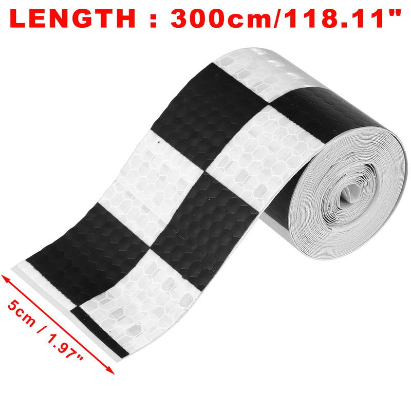 X AUTOHAUX Reflective Black and White Checkered Tape Warning Tape Adhesive Signs Waterproof High Visibility Sticker for Trailer Cars Auto Trucks Trailer 118.11"x1.97"(L x W)