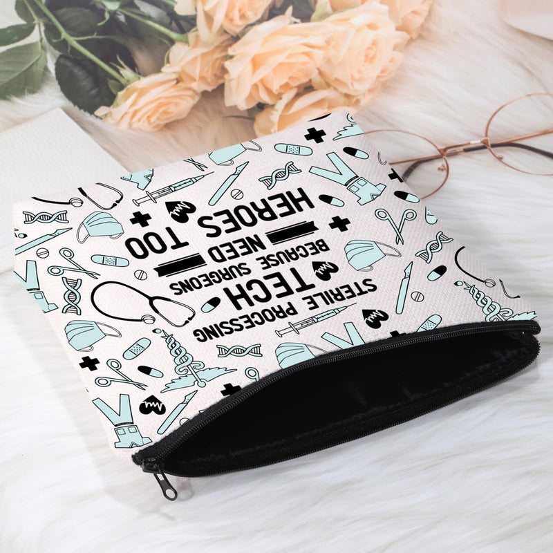 [Australia - AusPower] - POFULL Sterile Processing Tech Gift Sterile Processing Tech Because Surgeons Need Heroes Too Cosmetic Bag Surgical Tech Gift Sterile Processing Tech Cosmetic Bag 