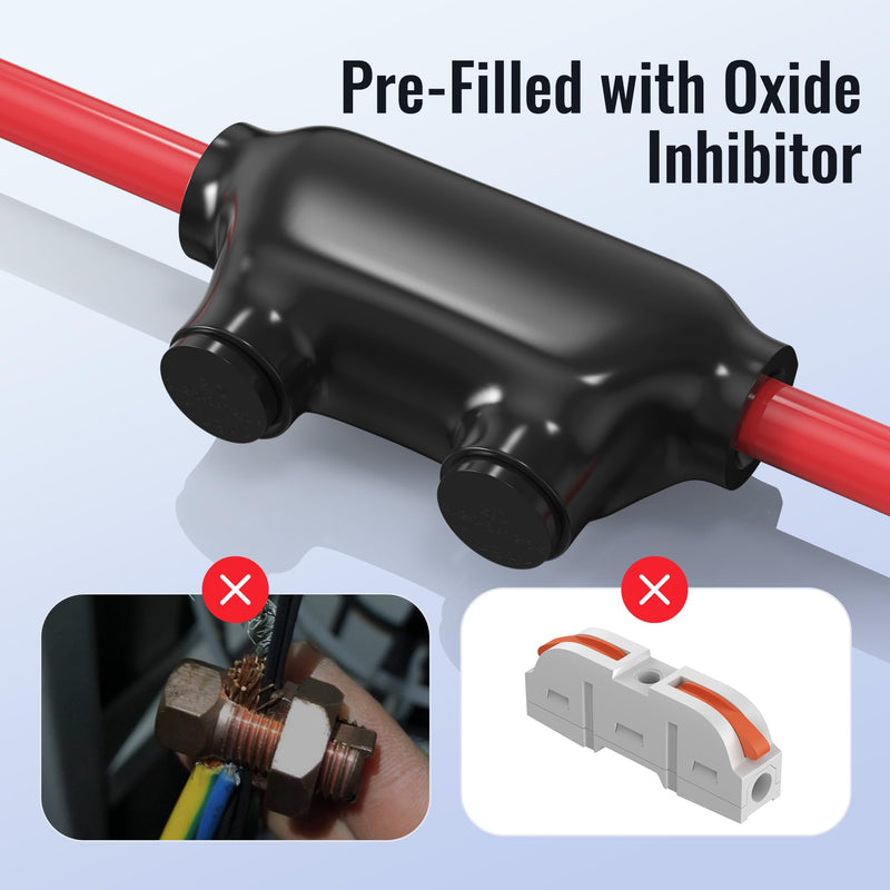 RVBOATPAT Insulated Inline Splice Connector 2/0-6 Gauge Wire Connectors Aluminum to Copper Wire Connectors 3/16" Slotted Allen Hex Insulated Cable Connectors - 5 Pack 2/0-6 AWG
