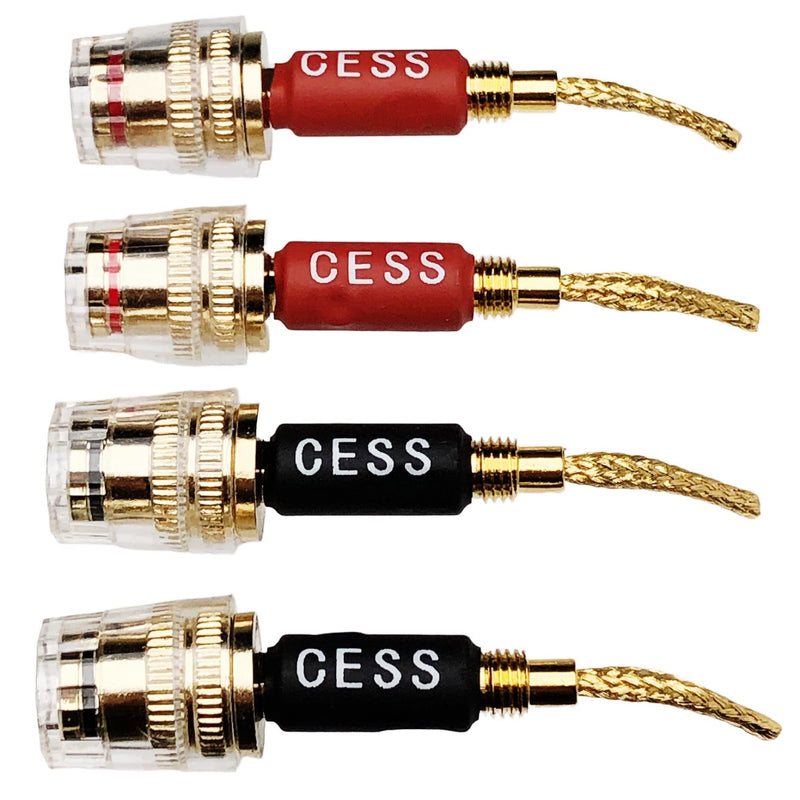 [Australia - AusPower] - CESS-220 Pin Banana Plug to 4mm Female Banana Jack/Speaker Wire, 4 Pack (Braided-Type to 4mm) Braided-type to 4mm 
