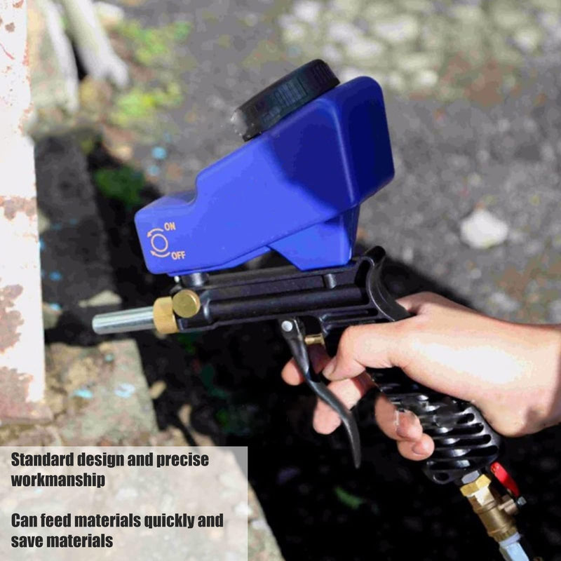 [Australia - AusPower] - Handheld Sandblaster, 70-150 PSI 6000RPM Portable Gravity Feed Sandblaster Gun Air Sandblasting Machine Sandblasting Machine Sandblasting Gun Tool Kit with Air Pipe Plug Blue 