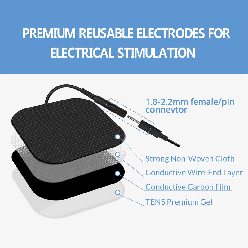 [Australia - AusPower] - TENS Unit Pads 2X2 40 Pcs Replacement Pads Electrode Patches for Electrotherapy 