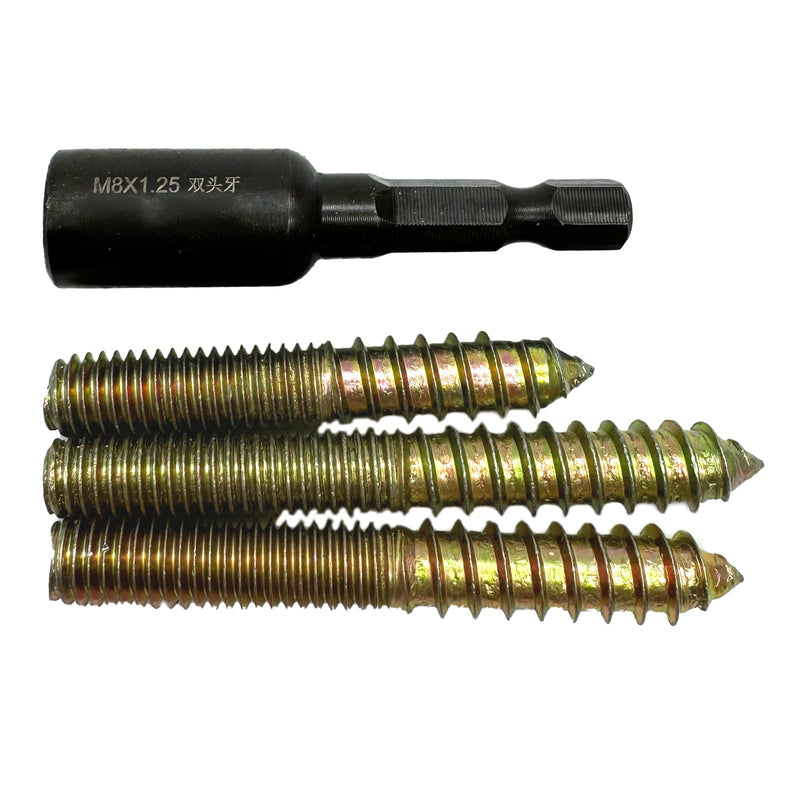 [Australia - AusPower] - 10Pcs Hanger Bolts Double Headed Bolts Kit,with (M8x1.25mm) Hanger Bolt Driver, Hanger Bolts for Wood Furniture(M8x60mm) M8x60mm 