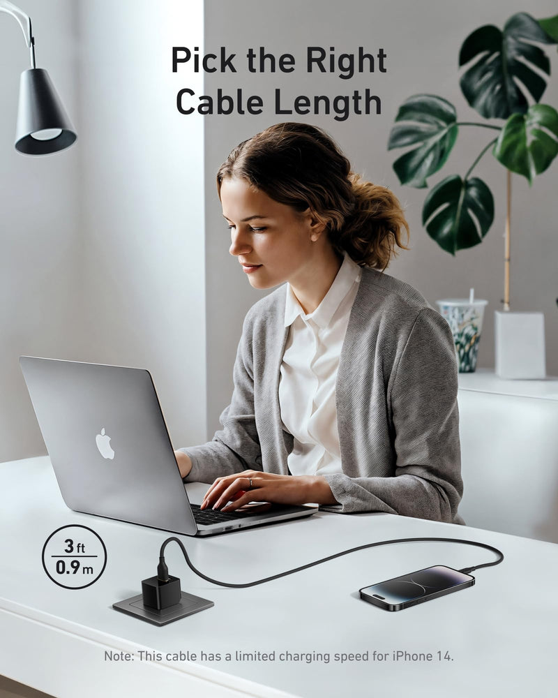 Anker Flow USB A to Lightning Cable, Durable Charging Cord for iPhone 14/13, AirPods, and More (Cord Organizer Included) (3FT, USB 2.0) (Pack of 2) 3ft (Pack of 2)