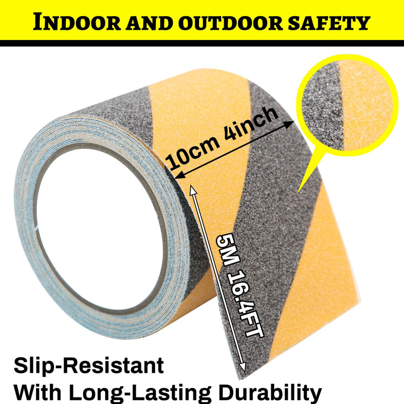 Anti Slip Traction Tape 4'' x 16.4 Ft Grip Tape for Stairs Outdoor/Indoor Heavy Duty Safety Friction, Abrasive Non Slip Tapes Non Skid Roll High Traction Grit for Steps, Ramps, Treads, Walkway 4 Inch * 16.4 Ft