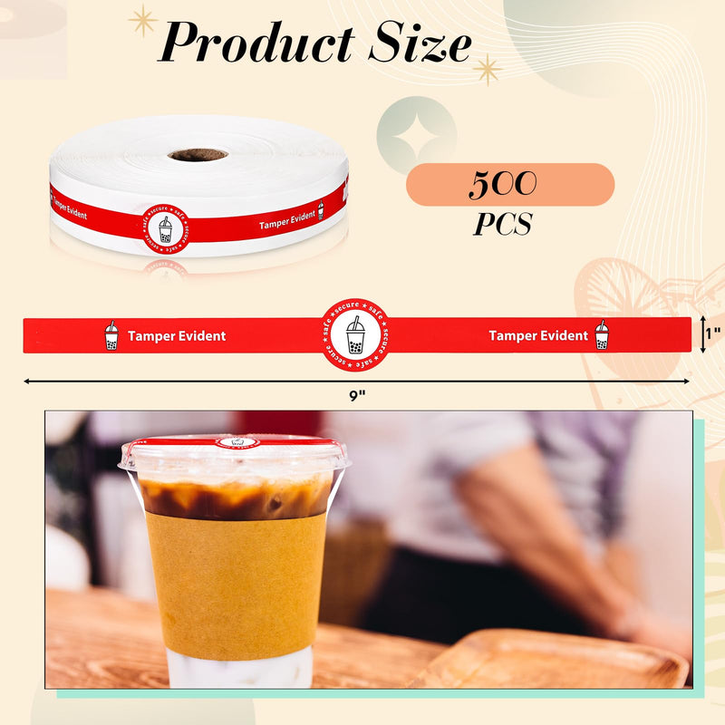 Skyygemm Tamper Evident Tape Safe Secure Tamper Evident Stickers for Drink Lids 1 x 9 Food Delivery Stickers Sealed for Freshness Labels Drink Food Proof Tape(Red,500 Pcs) 500 Red