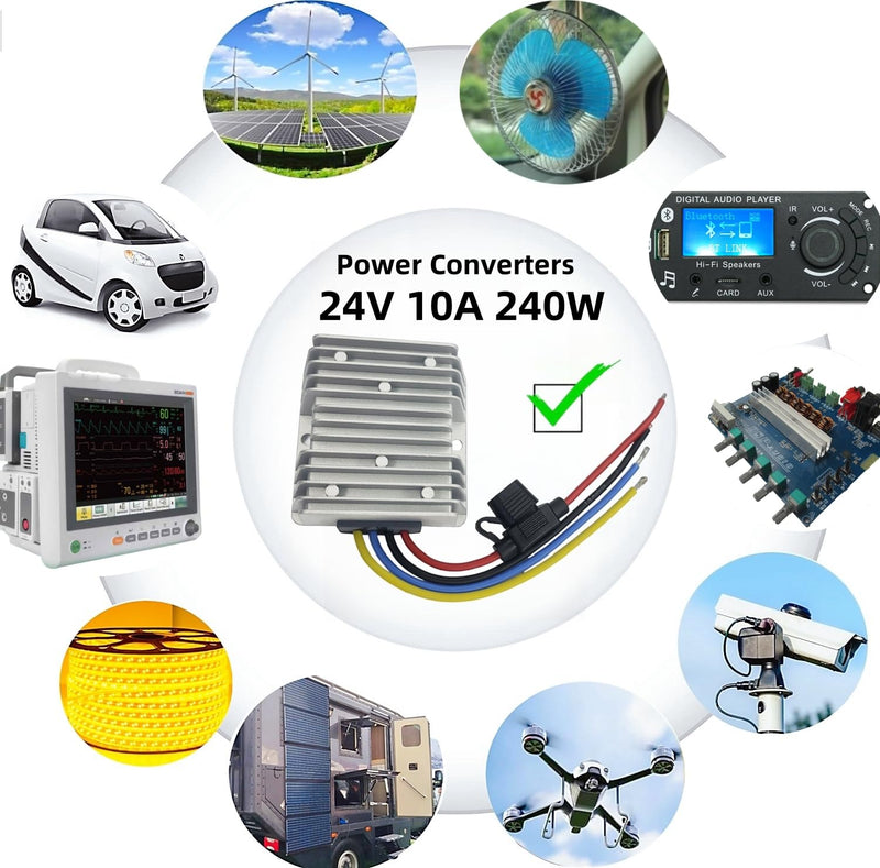 [Australia - AusPower] - DC-DC 36V/48V Step Down to 240W Power Converters, 24V Regulator Buck Reducer Converter Waterproof Module Car Power Supply Transformer for Golf Cart Club Car 