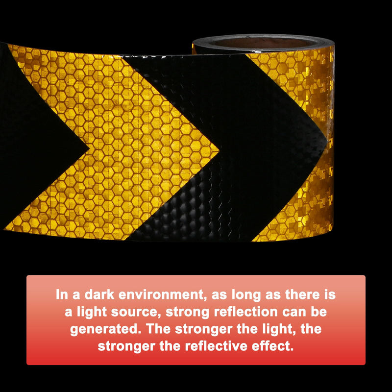M METERXITY Reflective Tape, 4 Inch x 10 Feet Shining Star Dark Yellow & Black Waterproof High Visibility Self-Adhesive Tape for Trailers/Trucks/Apparel, Outdoor Warning Signs