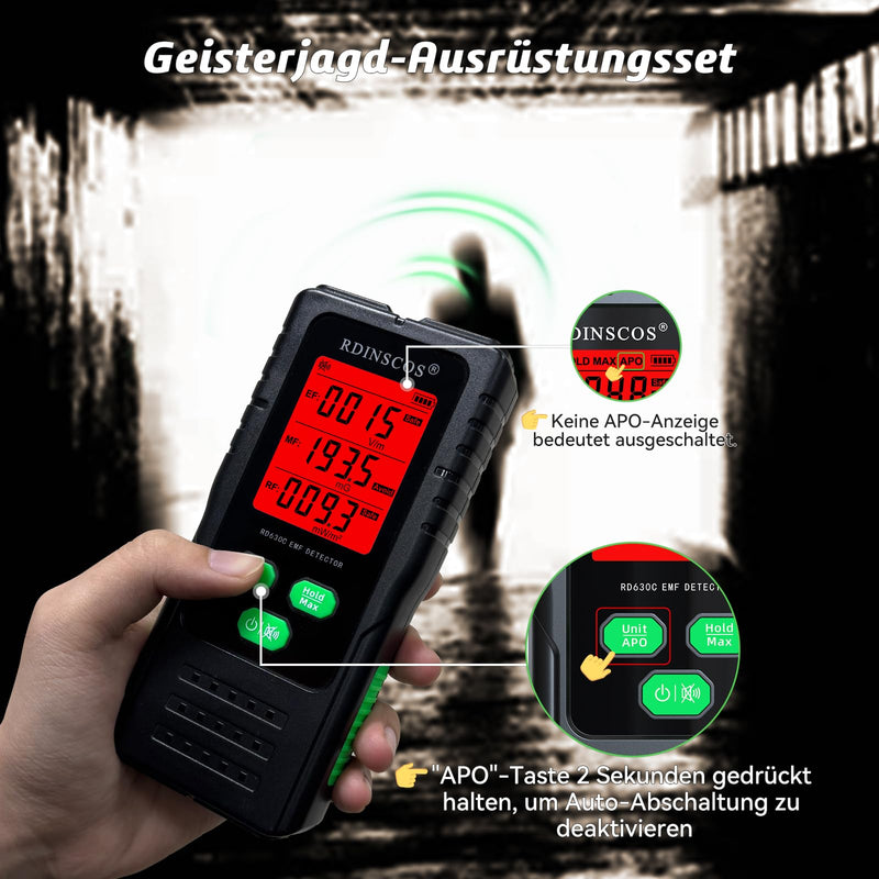 [Australia - AusPower] - (RD630C) EMF Metre Radiation Detector Digital Electromagnetic Fields Handheld EF/MF/RF Electromagnetic Radiation Metre with LCD EMF Inspections RD630C Color 