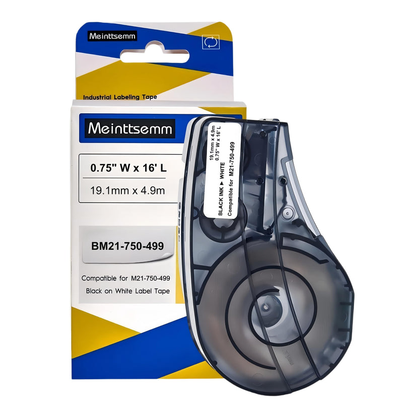Replacement for Brady M21-750-499 Nylon Labels, .75" W 16' L, Black on White, Multipurpose for Wire Marking, Lab, General ID, Compatible with M210, M210-LAB, M211, BMP21-PLUS, BMP21-LAB Printers