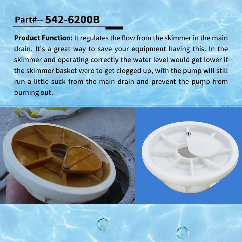 [Australia - AusPower] - 542-6200B Plastic Equalizer Skimmer Float Valve Assembly with O-Ring, Perfectly Compatible with Waterway Renegade; Part# 542-6200 