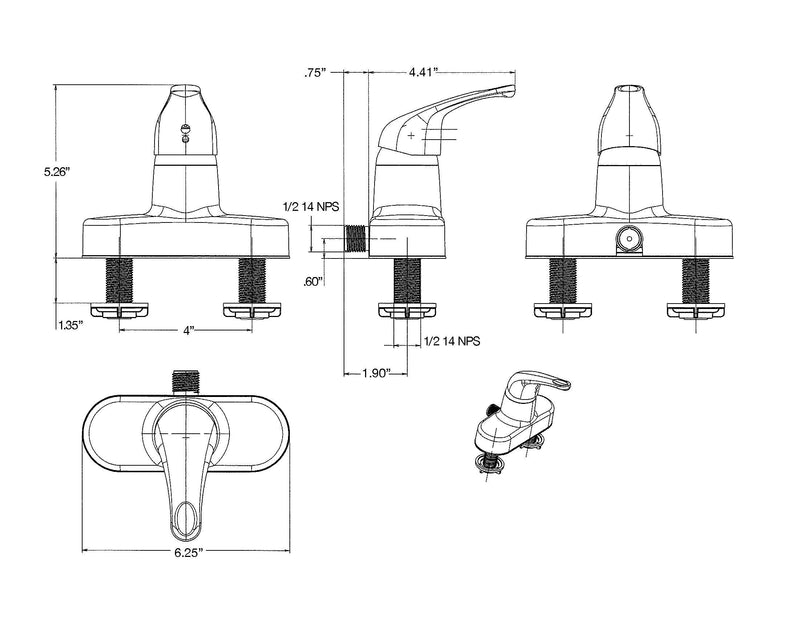 RV/Mobile Home Single-Lever Shower Faucet, Brushed Nickel, Wall-Mount Compact Valve for Travel Trailers, Campers & Motorhomes