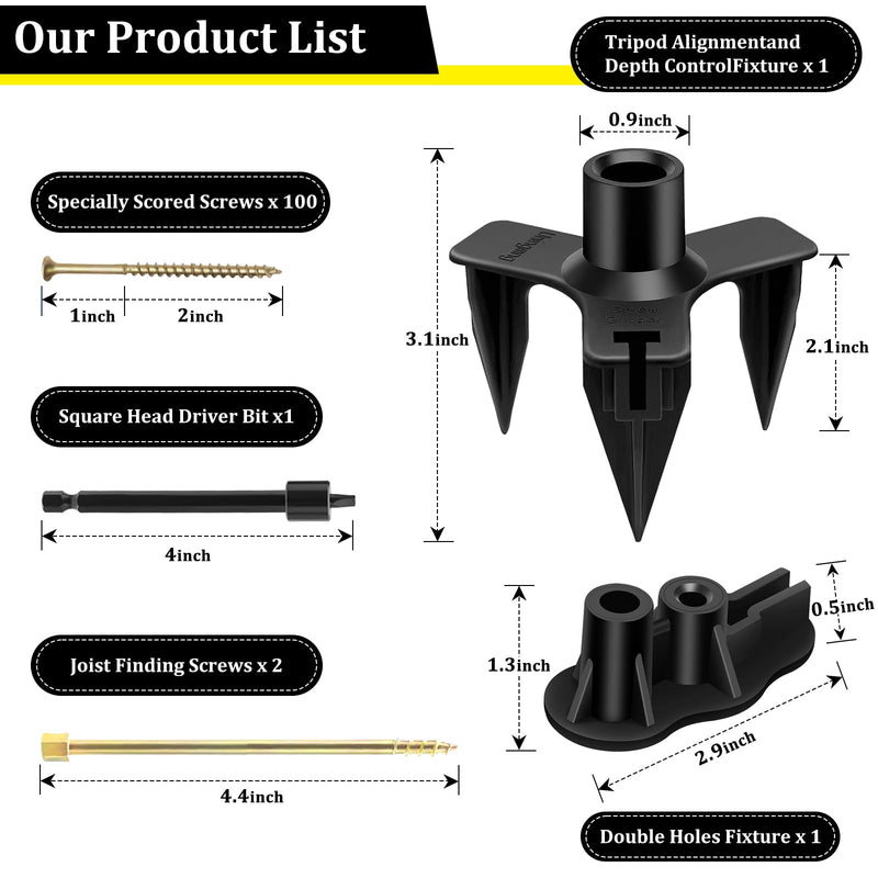 [Australia - AusPower] - Noisy Floor Repair Kit with 100 Screws and 5 Tools - Eliminate Squeaky Noise Under Carpeted, Hardwood, Vinyl, and Linoleum Floors - Squeak No More Set 