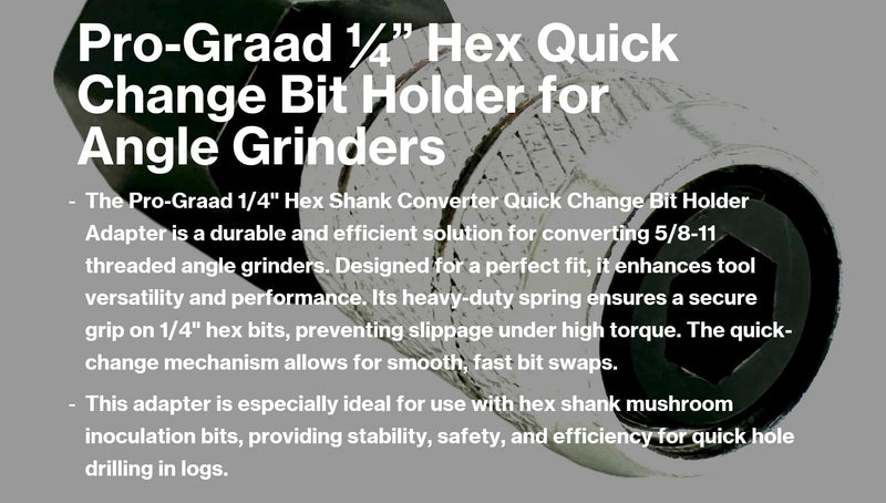 [Australia - AusPower] - 1/4” Hex Shank Converter, Quick Change Bit Holder for 5/8-11 Angle Grinders, Upgrade Accessory, Adapter for Mushroom Log Inoculation Hex Drill Bits, Pack of 1 1/4" Hex Shank Adapter for Angle Grinders 