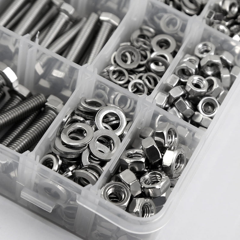 [Australia - AusPower] - YEEZET 1000pcs M4 M5 M6 Bolts and Nuts Washers Assortment Kit, 304 Stainless Steel Metric Bolt Assortment Set,15 Most Common Sizes,10-40mm M4 M5 M6 Bolts and Nuts Kit (SS304 1000PCS) 