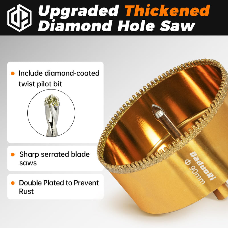 [Australia - AusPower] - 1" Serrated Diamond Hole Saw with 2Pcs Removable Pilot Bits, Easy-Align for Precise Drilling in Porcelain, Ceramic Tile, Granite, and Marble (1 inch Granite Drill Bit) 25mm | 1" 