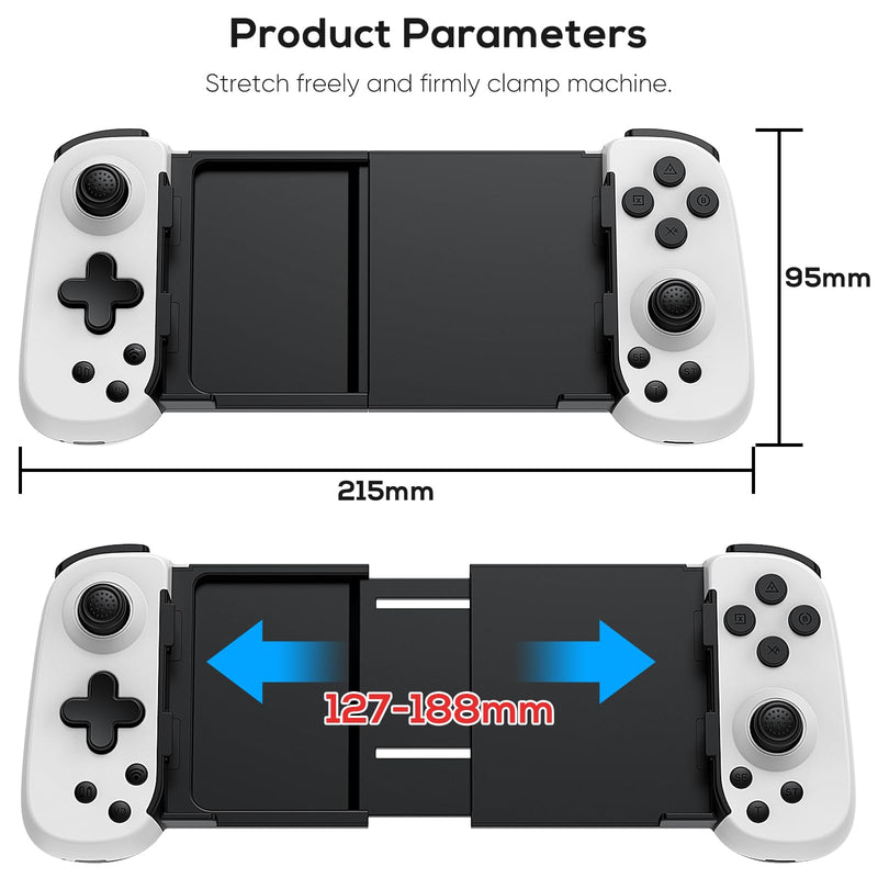 [Australia - AusPower] - YUANHOT Gaming Controller for iPhone/Android,Mobile Bluetooth Phone Controller,Wireless Gamepad Console,Play PlayStation Xbox Cloud Steam Link Switch Luna Call of Duty Fortnite Controller Accessories White 