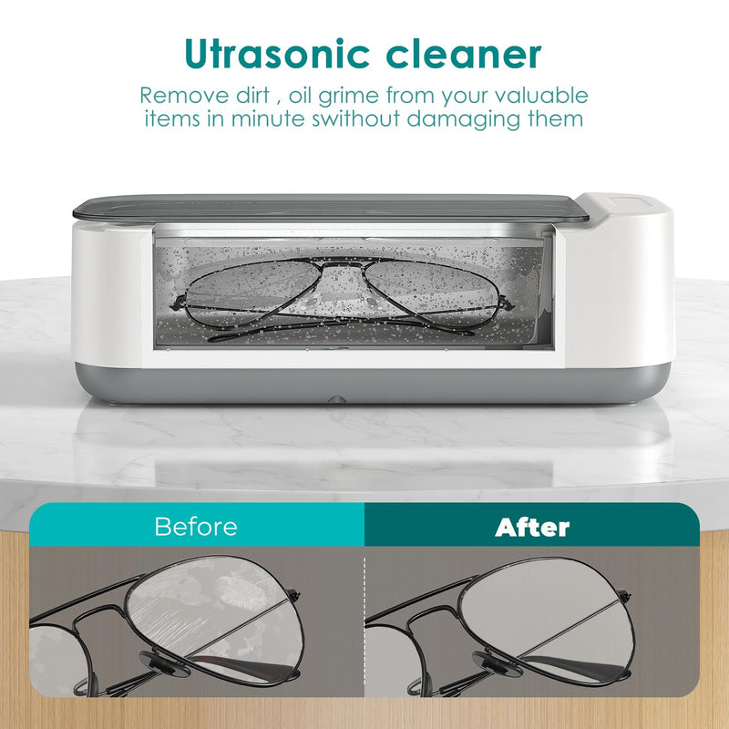 [Australia - AusPower] - KECOOLKE Ultrasonic Jewelry Cleaner, 400ml Sonic Cleaner with Digital Timer for Eyeglasses, Rings, Coins, Silver, Denture Ultrasonic Cleaner Solution for Gifts 