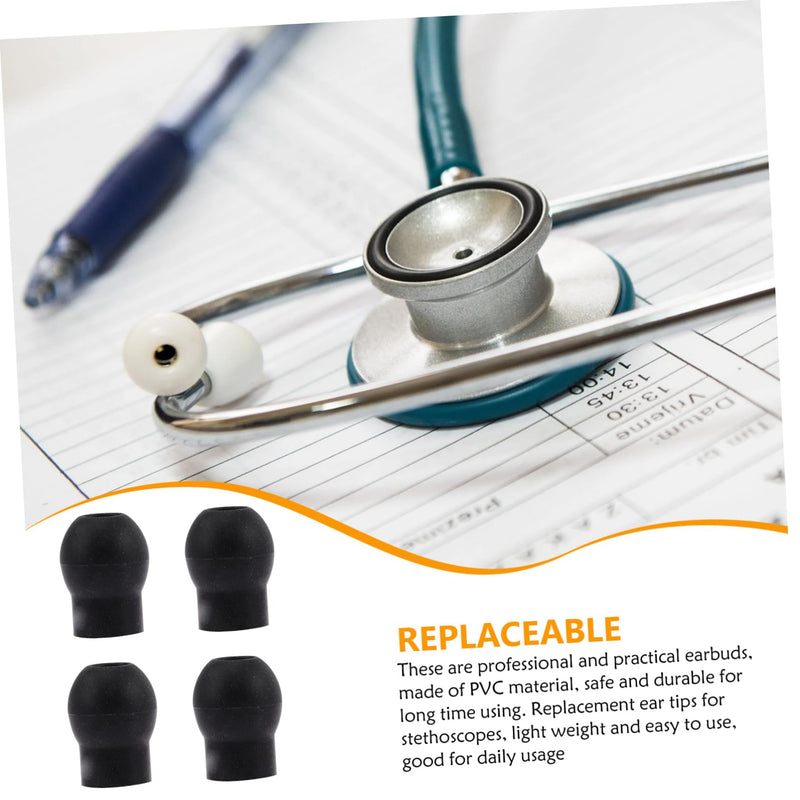 GLEAVI Set of 4 Stethoscope Replacement Earplugs Soft PVC Earplugs for Doctors and Nurses - Medical Accessories for Everyday Clinics (1.5 x 1.2 cm) 1.80X1.50X1.50CM black