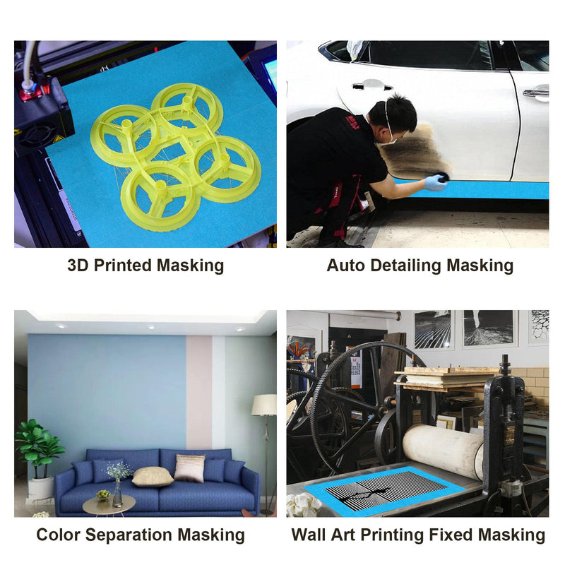 [Australia - AusPower] - BOMEI PACK 4'' Blue Painters Tape, 3D Printing Tape 4 Inches x 55 Yards for Laser Cutting, 21-Day Clean Removal Wide Masking Tape 4in x 55yards 