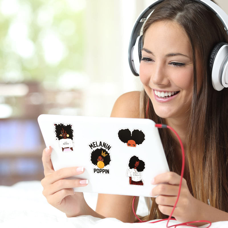 [Australia - AusPower] - Zonon 100 Pieces Melanin Stickers Black Girl Pop Singer Computer Decal for Laptop Water Bottles Skateboard Graffiti Patches, Trendy Waterproof Vinyl Stickers for Teens (Stylish) Stylish 