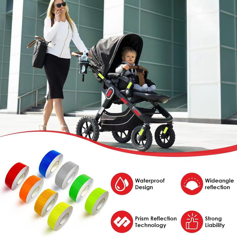8 Rolls of 8 Colors High-Visibility Reflective Tape - Waterproof Self-Adhesive Safety Stickers for Outdoor Nighttime Visibility, Trailers, Clothing, Vehicles (1 in x 80 ft.) | Reflective stickers, night safety, waterproof, self adhesive. For clothing, ...