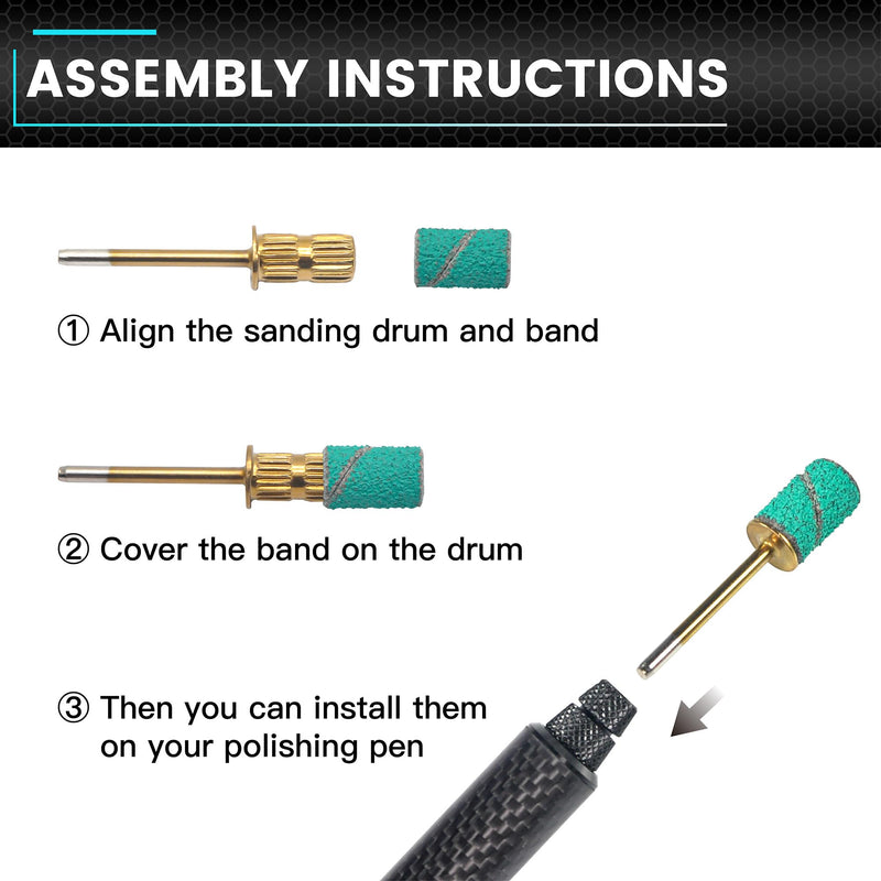 [Australia - AusPower] - AM ARROWMAX 75Pcs Sanding Drums Kit, 80 120 180 Grit Sanding Bands Mini Drum Sander Sleeves with 3/32-Inch Shank Drum Sanding Mandrels for Rotary Tools 