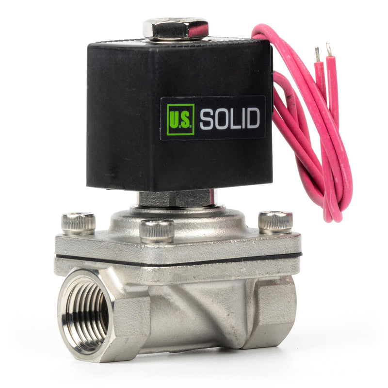 [Australia - AusPower] - U.S. Solid 1/2" Stainless Steel Solenoid Valve - 12V DC Normally Closed Electric Solenoid Valve with Viton Seal, Lead Wire Type 0.5 Inch 