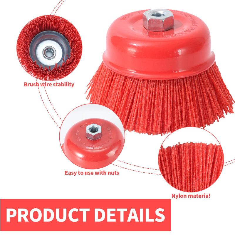 [Australia - AusPower] - Pack of 2 Nylon Cup Brush, Nylon Brush, 75 mm Wire Brush, Drill Brush, Angle Grinder, Cup Brushes, Internal Thread M14 for Removing Rust, Corrosion, Metal Polishing Cleaning 