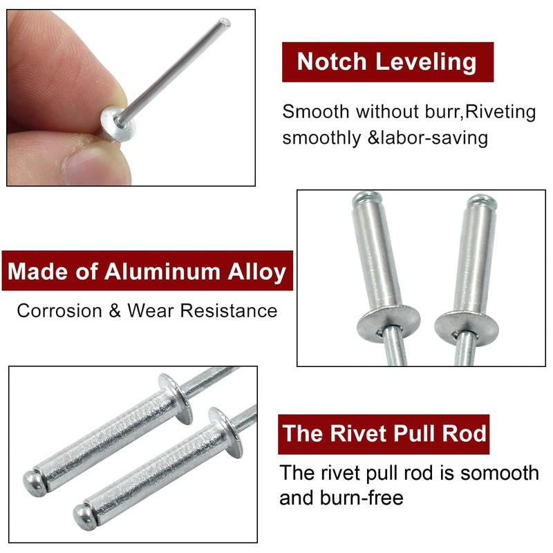 [Australia - AusPower] - 100 Pcs 1/8" x 3/4" Aluminum Blind Rivets Dome Head Pop Rivets for Installing Accessories, Silver 1/8" x 3/4" 