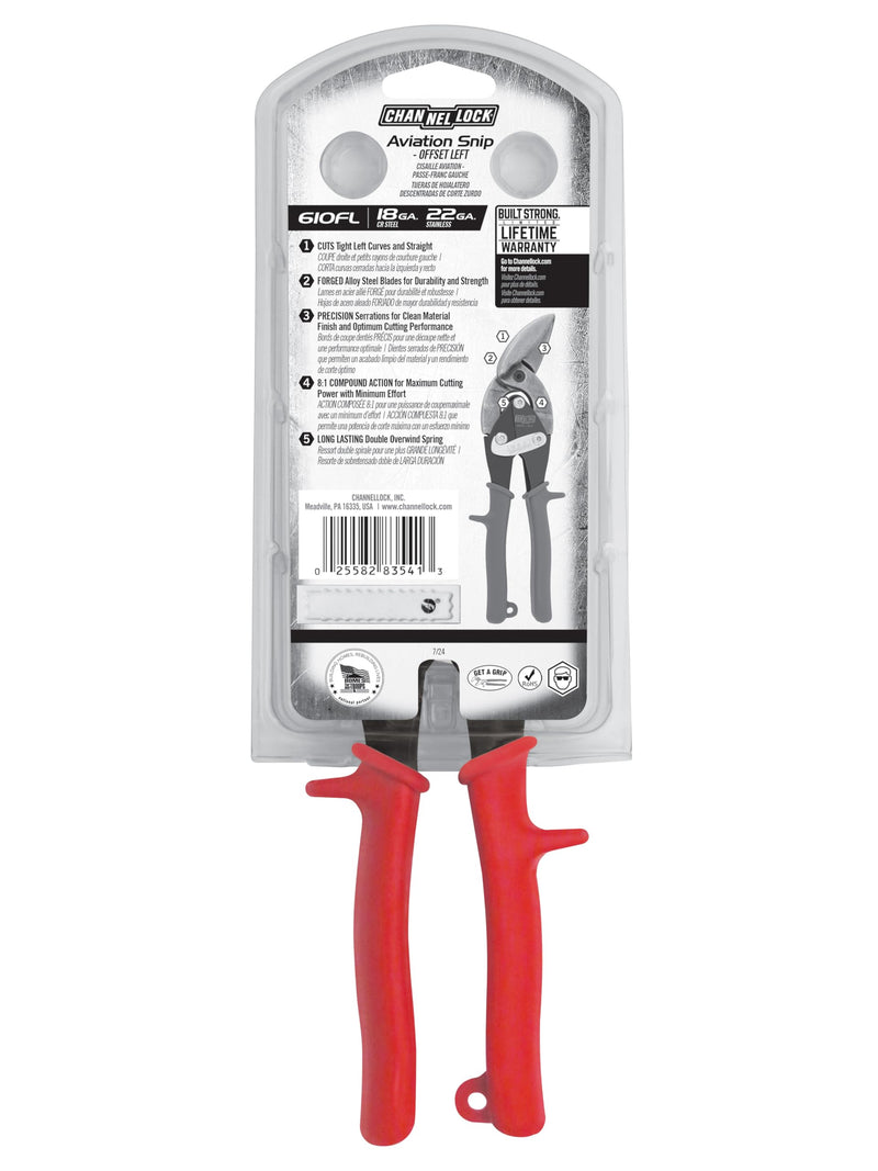 [Australia - AusPower] - Channellock - 10 Aviation Snip (610FL) Offset Left Cut 
