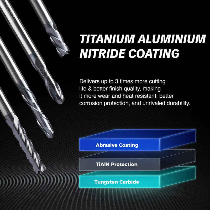 [Australia - AusPower] - 2 Flutes TiAlN Coated Ball Nose End Mill, Solid Carbide Upcut Spiral CNC Router Bit, 1/4" Diameter, 1/8" Radius, 1/4" Shank, 3/4" Cutting Length, 2-1/2" Overall Length, CNC Cutter Milling Tool B1401 - R1/8 - 3/4 CL - 2-1/2 OL 2 Flutes 