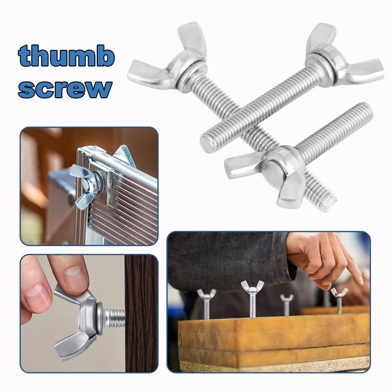 [Australia - AusPower] - OCR 50 Pcs Wing Screws Assortment Kit, 304 Stainless Steel Butterfly Thumb Screw, Metric M6 Wing Bolt Fasteners M6 x 10mm - M6 x 50mm 