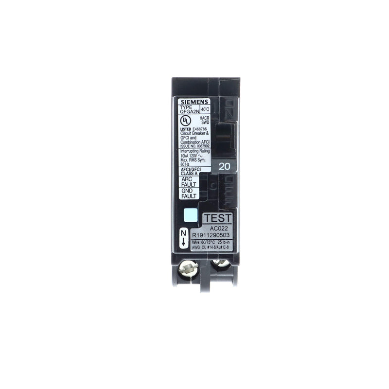 [Australia - AusPower] - 20 Amp 1-Pole Dual Function (CAFCI/GFCI) Plug-On Neutral Circuit Breaker 