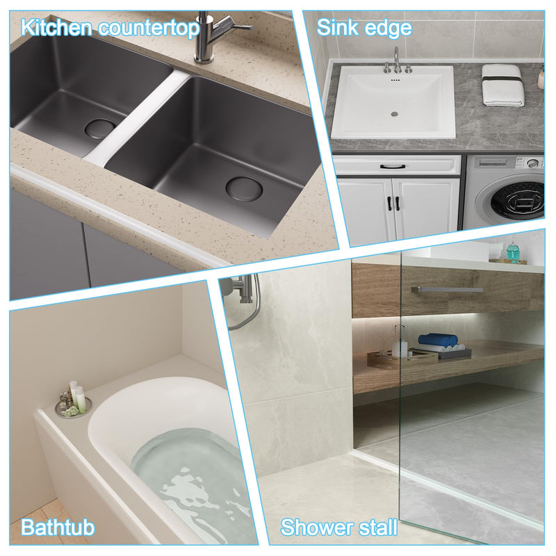 Duzzy 98 Inch Shower Threshold Water Dam Guard, Silicone Rubber Shower Door Bootom Seal Strip for Walk in Shower Clear