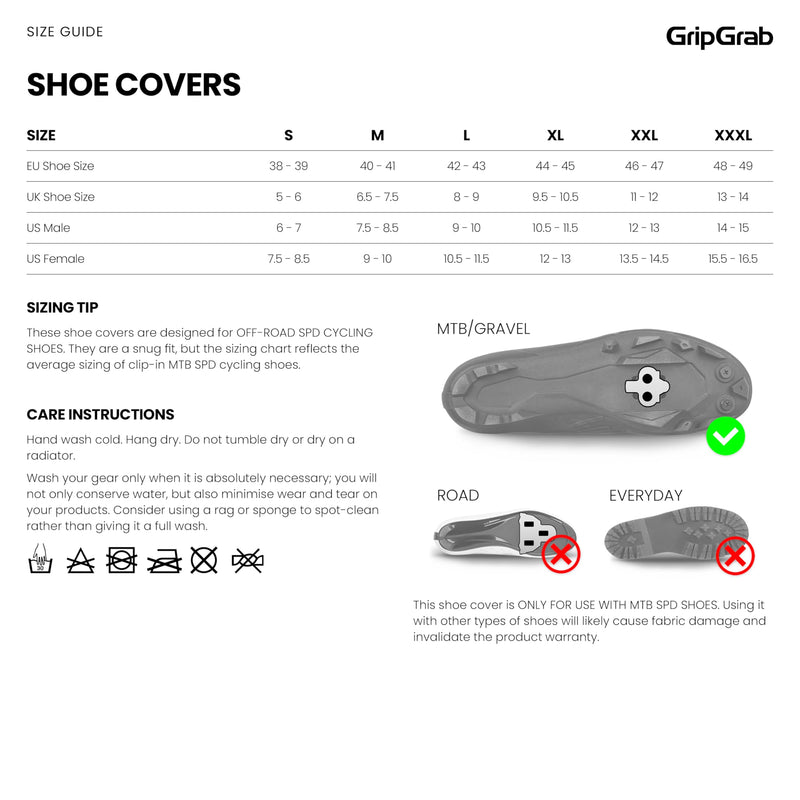 GripGrab RaceThermo X Waterproof Winter MTB Gravel Cycling Overshoes Thermal Neoprene Offroad Mountain Bike Shoe Covers Black XX-Large (12-13)