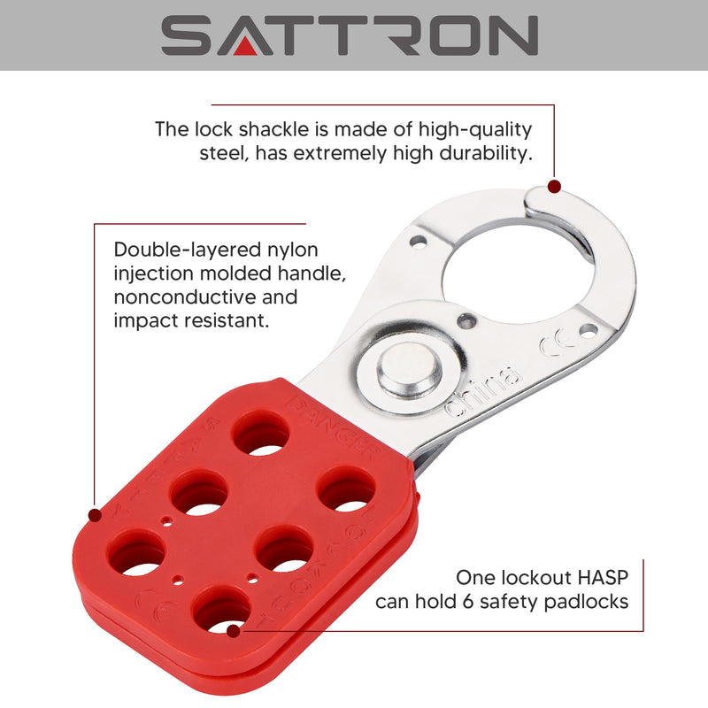 [Australia - AusPower] - Lock Out Tag Out Hasp, 6 Pcs Red Lockout Hasp, Tamper-Proof and Impact-Resistant Loto Hasp with 6 Holes Interlock 6pcs Lockout Hasp 